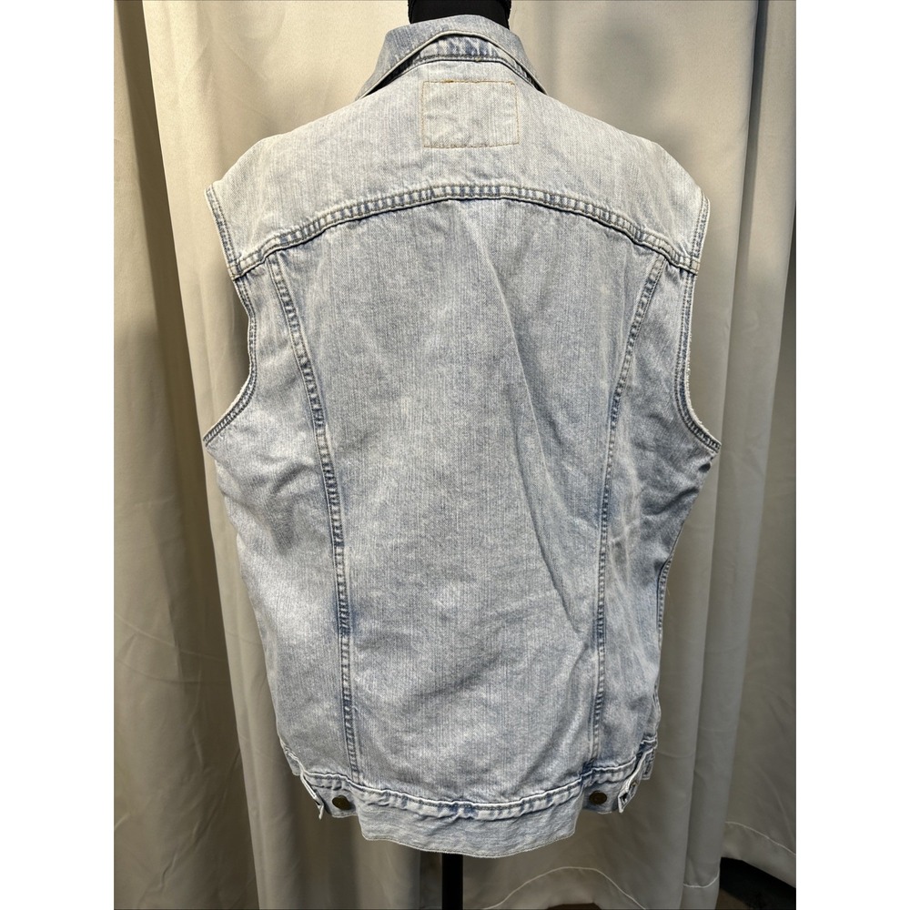 Levi‎ Strauss Trucker Vest Metallica Era 90s Button Up Pockets Light Wash Large - Picture 6 of 8
